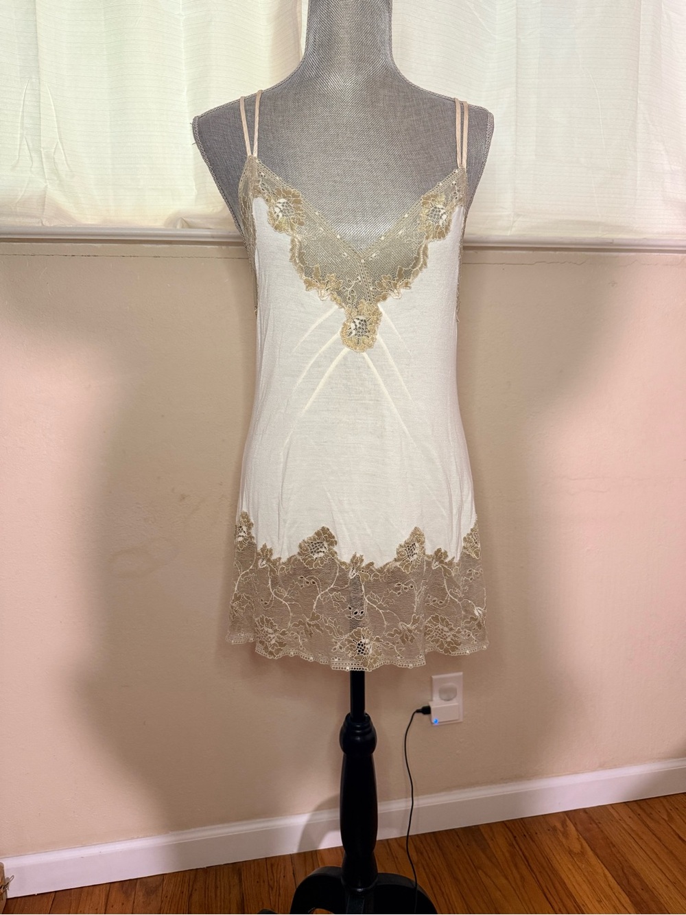 Soma Cool Nights Ivory Lace Trim Slip Dress